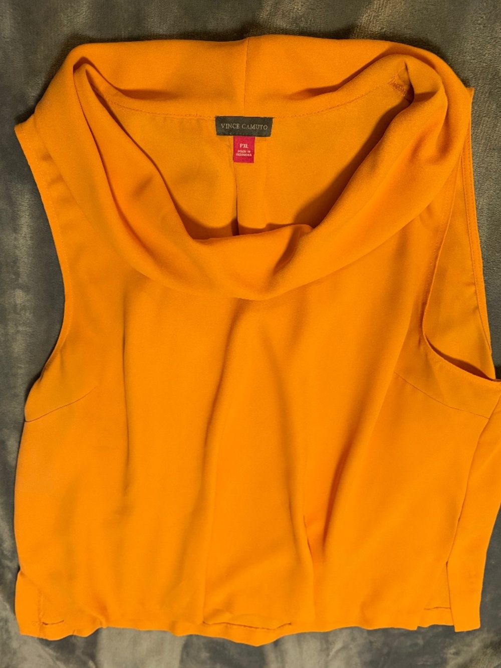 Vince Camuto Women's Petite XL Orange Cowl Neck Sleeveless Blouse